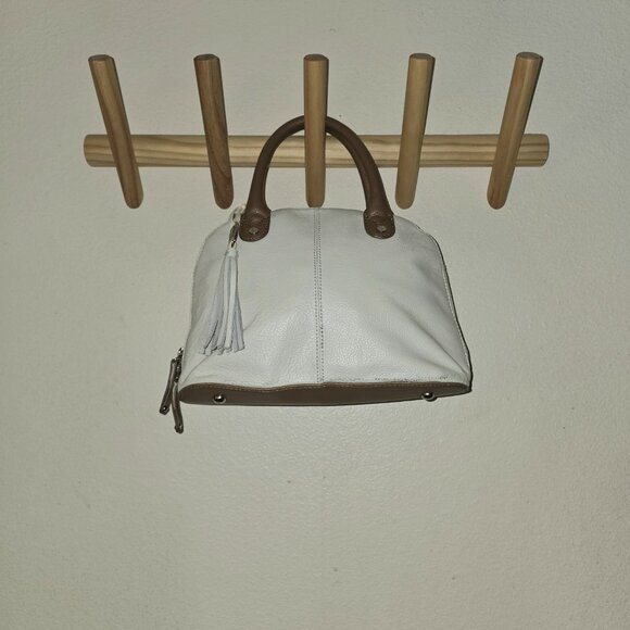 Tignanello Leather Dome Satchel Ivory Tassel Purse Medium - Picture 6 of 15